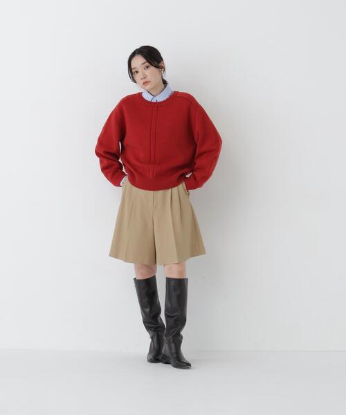 NATURAL BEAUTY BASIC（ナチュラルビューティーベーシック）の「クルーネックニット（ニット/セーター・レディース・ライトグリーン/オフホワイト/レッド・FREE）」の14枚目の写真
