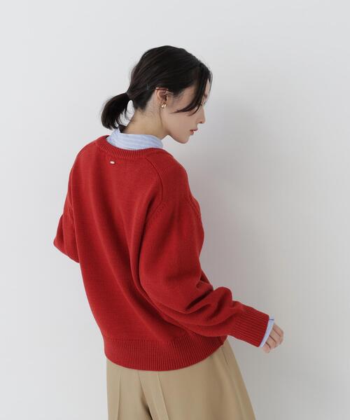 NATURAL BEAUTY BASIC（ナチュラルビューティーベーシック）の「クルーネックニット（ニット/セーター・レディース・ライトグリーン/オフホワイト/レッド・FREE）」の15枚目の写真