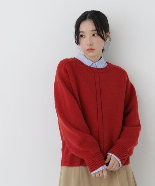 NATURAL BEAUTY BASIC（ナチュラルビューティーベーシック）の「クルーネックニット（ニット/セーター・レディース・ライトグリーン/オフホワイト/レッド・FREE）」の17枚目の写真