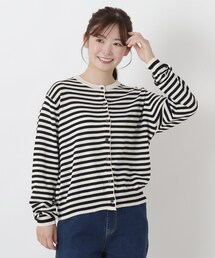 クルーネック長袖カーディガン