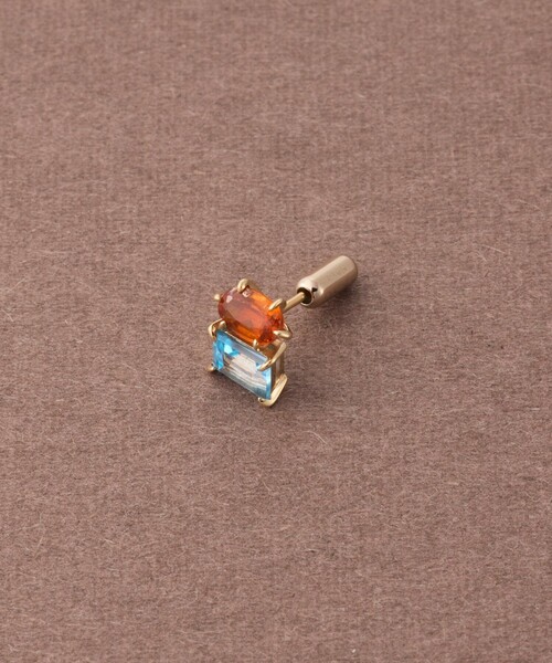 ete bijoux（エテビジュー）の「[ピース] K10YG オレンジカイヤナイト/ブルートパーズ ピアス（ピアス（片耳用）・レディース・イエローゴールド・FREE）」の2枚目の写真