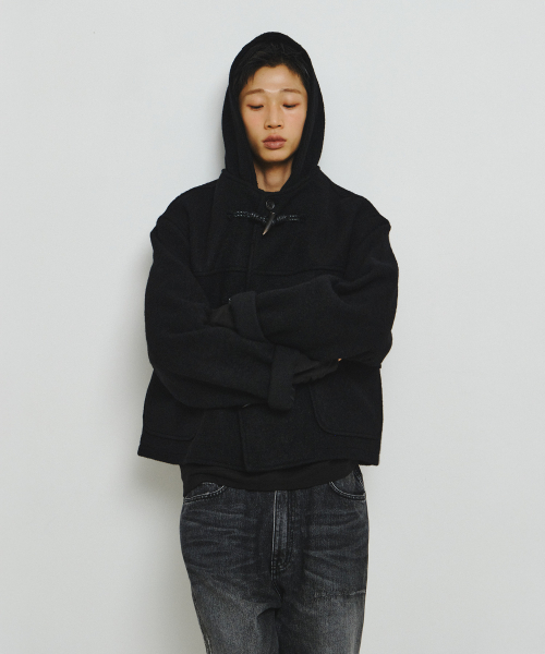 ENDOOR（エンドア）の「MORROW フード付きダッフルショートコート（ブラック）（ダッフルコート・レディース・ブラック・MEDIUM/LARGE）」の11枚目の写真