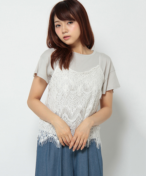 Sens de vie（サンスドゥウ゛ィ）の「Sdv レースキャミソール（キャミソール・レディース・オフホワイト/ピンク・LARGE/MEDIUM）」の2枚目の写真