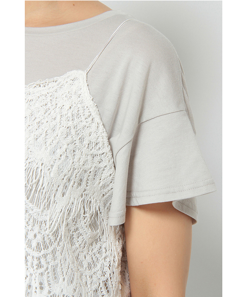 Sens de vie（サンスドゥウ゛ィ）の「Sdv レースキャミソール（キャミソール・レディース・オフホワイト/ピンク・LARGE/MEDIUM）」の10枚目の写真