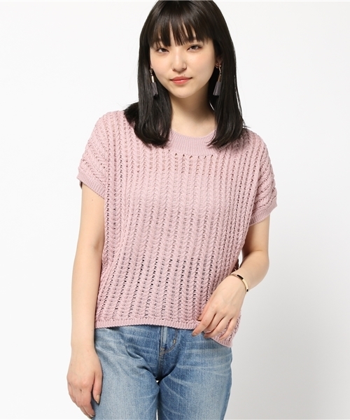 AZUL ENCANTO（アズールエンカント）の「透かし編ニットプルオーバー（ニット/セーター・レディース・ネイビー/トップグレー/ホワイト/ダークブラウン/サーモンピンク・SMALL/MEDIUM）」の5枚目の写真