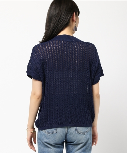 AZUL ENCANTO（アズールエンカント）の「透かし編ニットプルオーバー（ニット/セーター・レディース・ネイビー/トップグレー/ホワイト/ダークブラウン/サーモンピンク・SMALL/MEDIUM）」の8枚目の写真