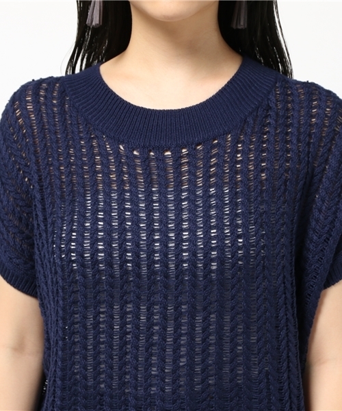 AZUL ENCANTO（アズールエンカント）の「透かし編ニットプルオーバー（ニット/セーター・レディース・ネイビー/トップグレー/ホワイト/ダークブラウン/サーモンピンク・SMALL/MEDIUM）」の9枚目の写真