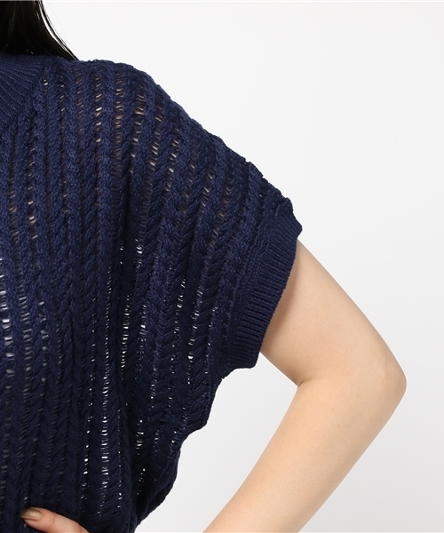 AZUL ENCANTO（アズールエンカント）の「透かし編ニットプルオーバー（ニット/セーター・レディース・ネイビー/トップグレー/ホワイト/ダークブラウン/サーモンピンク・SMALL/MEDIUM）」の10枚目の写真