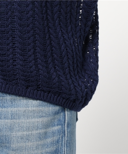 AZUL ENCANTO（アズールエンカント）の「透かし編ニットプルオーバー（ニット/セーター・レディース・ネイビー/トップグレー/ホワイト/ダークブラウン/サーモンピンク・SMALL/MEDIUM）」の11枚目の写真