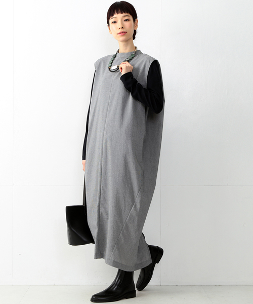 Ray Beams レイビームス の Ray Beams スタンドカラー ロング コクーンワンピース ワンピース Wear