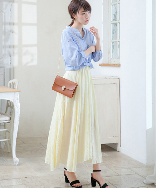 Color（カラー）の「ワッシャーロングスカート（スカート・レディース・ピンク系その他/イエロー/ブラック・MEDIUM）」の3枚目の写真