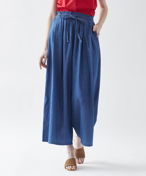 titivate（ティティベイト）の「ｿﾌﾄﾃﾞﾆﾑｷﾞｬｻﾞｰﾜｲﾄﾞﾊﾟﾝﾂ（デニムパンツ・レディース・ブルー/ネイビー・M）」の2枚目の写真