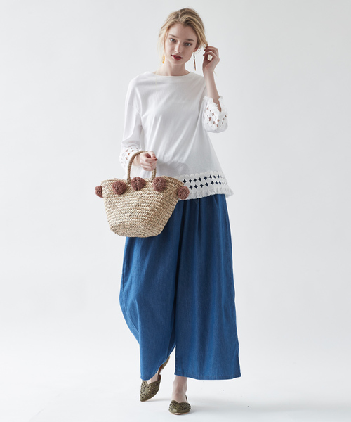 titivate（ティティベイト）の「ｿﾌﾄﾃﾞﾆﾑｷﾞｬｻﾞｰﾜｲﾄﾞﾊﾟﾝﾂ（デニムパンツ・レディース・ブルー/ネイビー・M）」の15枚目の写真