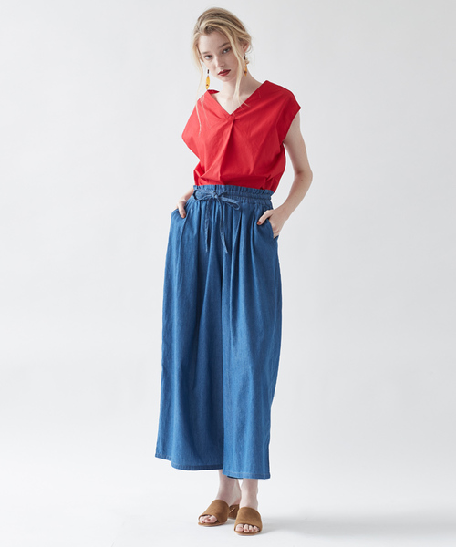 titivate（ティティベイト）の「ｿﾌﾄﾃﾞﾆﾑｷﾞｬｻﾞｰﾜｲﾄﾞﾊﾟﾝﾂ（デニムパンツ・レディース・ブルー/ネイビー・M）」の16枚目の写真