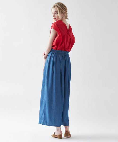 titivate（ティティベイト）の「ｿﾌﾄﾃﾞﾆﾑｷﾞｬｻﾞｰﾜｲﾄﾞﾊﾟﾝﾂ（デニムパンツ・レディース・ブルー/ネイビー・M）」の17枚目の写真