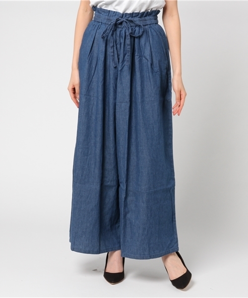 titivate（ティティベイト）の「ｿﾌﾄﾃﾞﾆﾑｷﾞｬｻﾞｰﾜｲﾄﾞﾊﾟﾝﾂ（デニムパンツ・レディース・ブルー/ネイビー・M）」の3枚目の写真