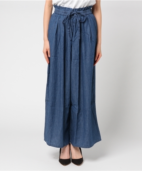 titivate（ティティベイト）の「ｿﾌﾄﾃﾞﾆﾑｷﾞｬｻﾞｰﾜｲﾄﾞﾊﾟﾝﾂ（デニムパンツ・レディース・ブルー/ネイビー・M）」の4枚目の写真