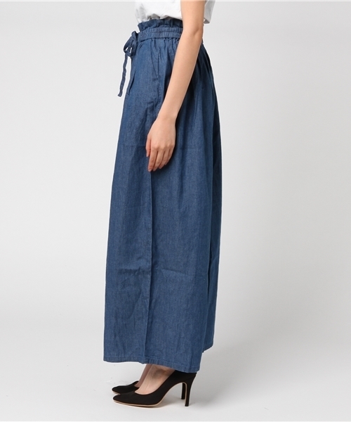 titivate（ティティベイト）の「ｿﾌﾄﾃﾞﾆﾑｷﾞｬｻﾞｰﾜｲﾄﾞﾊﾟﾝﾂ（デニムパンツ・レディース・ブルー/ネイビー・M）」の5枚目の写真