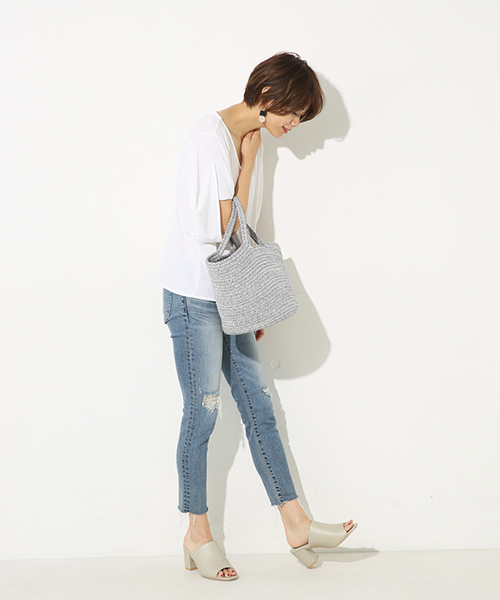 AZUL by moussy（アズールバイマウジー）の「ロープBIGトートバッグ（ショルダーバッグ・レディース・ベージュ系その他/ダークネイビー/グレー系その他・FREE）」の12枚目の写真