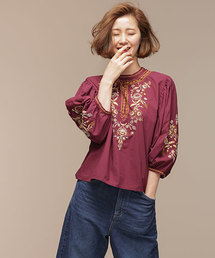 NANO universe | 刺繍ギャザースリーブブラウス(シャツ/ブラウス)