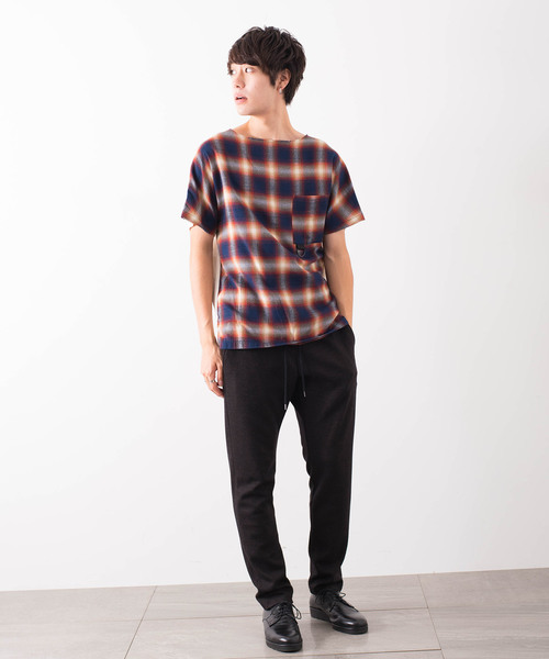 FACTOTUM（ファクトタム）の「【FACTOTUM】リーフジャガード天竺ショートスリーブ（Tシャツ/カットソー・メンズ・ホワイト/ブラック・44/48/46）」の4枚目の写真