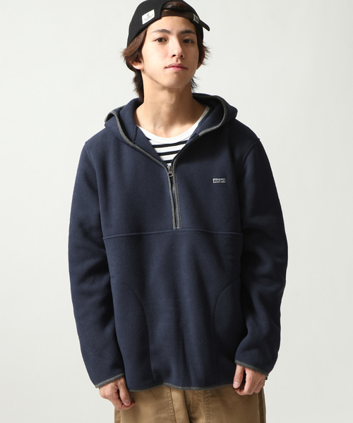 ZIP FIVE（ジップファイブ）の「【ZIP FIVE】ボアフリースハーフZIPパーカー（パーカー・メンズ・ブラック/ベージュ/ネイビー/グレー/レッド/ブルー・SMALL/MEDIUM/LARGE/X-LARGE）」の4枚目の写真