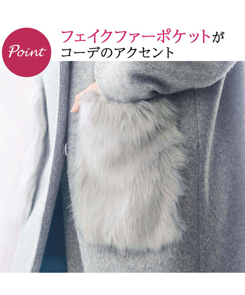 GeeRA(ジーラ)の「ポケットファーデザインフェイクスライバーコート(その他アウター・レディース・ライトグレー/ブラック/ピンクベージュ/キャメル/チェック・SMALL/LARGE/X-LARGE/MEDIUM/XX-LARGE)」の13枚目の写真