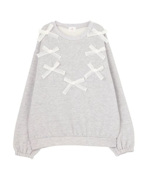 merry jenny（メリージェニー）の「リボンつなぎトレーナー（スウェット・レディース・オフホワイト/グレー/ラベンダー・FREE）」の2枚目の写真