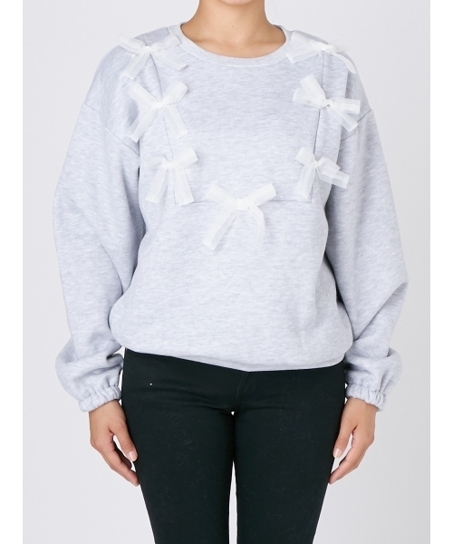 merry jenny（メリージェニー）の「リボンつなぎトレーナー（スウェット・レディース・オフホワイト/グレー/ラベンダー・FREE）」の10枚目の写真