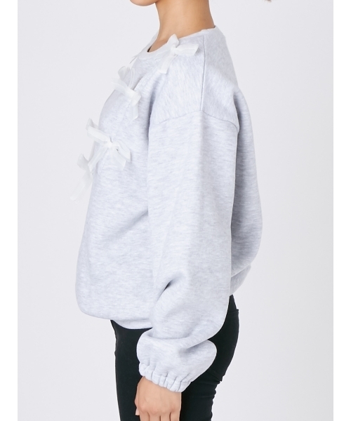 merry jenny（メリージェニー）の「リボンつなぎトレーナー（スウェット・レディース・オフホワイト/グレー/ラベンダー・FREE）」の7枚目の写真