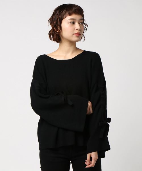 GeeRA(ジーラ)の「なめらか素材袖ドロストニット(ニット/セーター・レディース・ブラック/アイボリー/マスタード・SMALL/MEDIUM/LARGE/X-LARGE/XX-LARGE)」の8枚目の写真