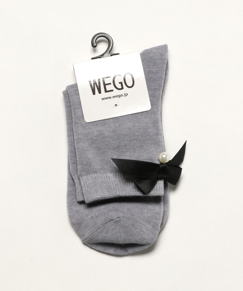 WEGO(ウィゴー)の「WEGO/リボンパールソックス(ソックス/靴下・レディース・ホワイト/ブラック/グレー/ワイン・FREE)」の3枚目の写真