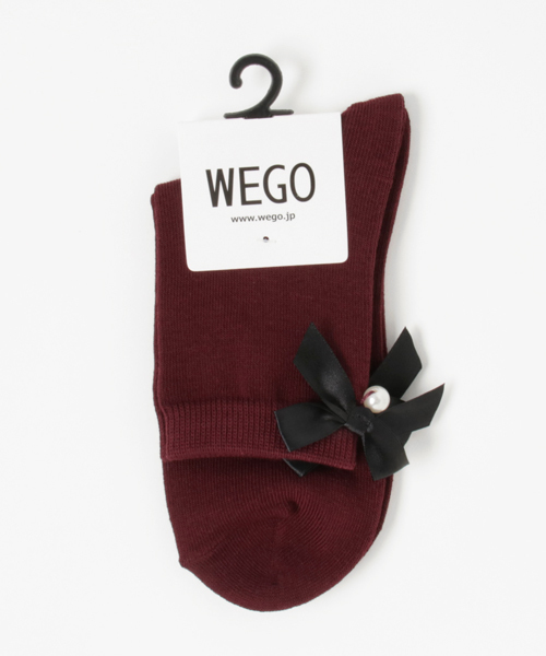 WEGO(ウィゴー)の「WEGO/リボンパールソックス(ソックス/靴下・レディース・ホワイト/ブラック/グレー/ワイン・FREE)」の4枚目の写真