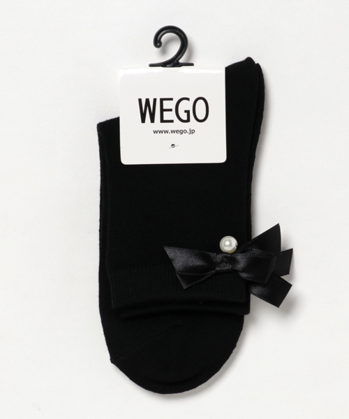 WEGO(ウィゴー)の「WEGO/リボンパールソックス(ソックス/靴下・レディース・ホワイト/ブラック/グレー/ワイン・FREE)」の1枚目の写真