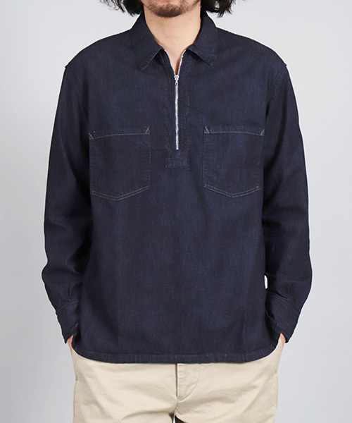 OMNIGOD（オムニゴッド）の「[OMNIGOD / オムニゴッド]　5.5ozデニム　プルオーバージップシャツ（シャツ/ブラウス・メンズ・ワンウォッシュ・2/4/3）」の5枚目の写真