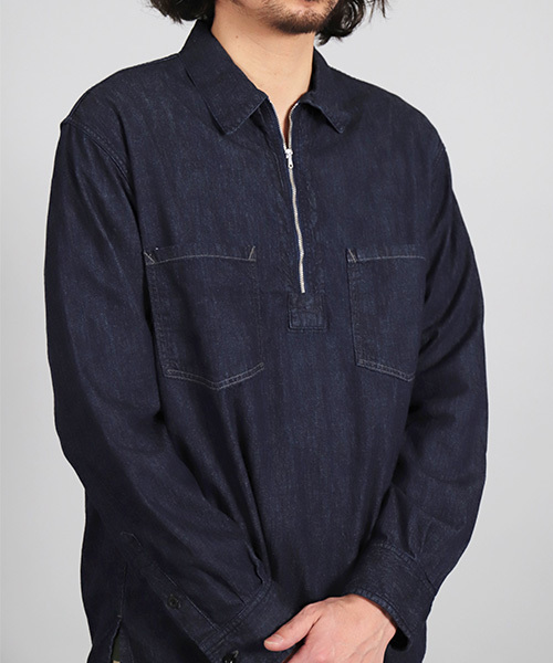 OMNIGOD（オムニゴッド）の「[OMNIGOD / オムニゴッド]　5.5ozデニム　プルオーバージップシャツ（シャツ/ブラウス・メンズ・ワンウォッシュ・2/4/3）」の8枚目の写真