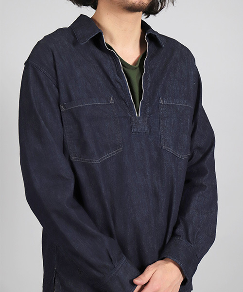 OMNIGOD（オムニゴッド）の「[OMNIGOD / オムニゴッド]　5.5ozデニム　プルオーバージップシャツ（シャツ/ブラウス・メンズ・ワンウォッシュ・2/4/3）」の9枚目の写真