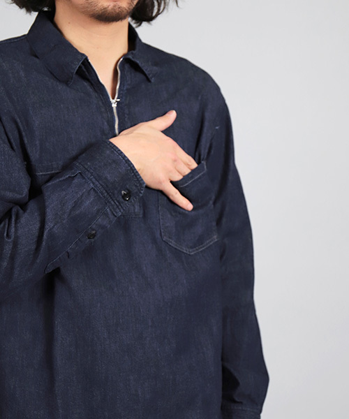 OMNIGOD（オムニゴッド）の「[OMNIGOD / オムニゴッド]　5.5ozデニム　プルオーバージップシャツ（シャツ/ブラウス・メンズ・ワンウォッシュ・2/4/3）」の10枚目の写真