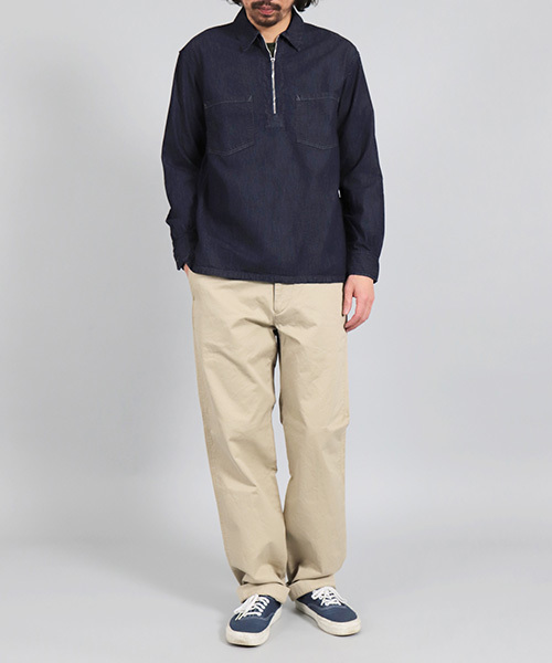 OMNIGOD（オムニゴッド）の「[OMNIGOD / オムニゴッド]　5.5ozデニム　プルオーバージップシャツ（シャツ/ブラウス・メンズ・ワンウォッシュ・2/4/3）」の12枚目の写真