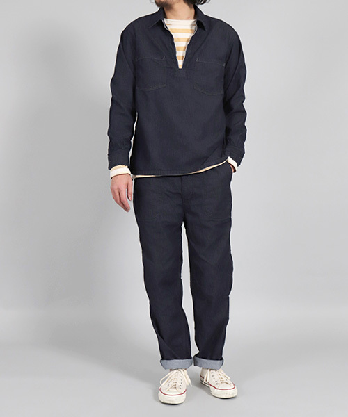 OMNIGOD（オムニゴッド）の「[OMNIGOD / オムニゴッド]　5.5ozデニム　プルオーバージップシャツ（シャツ/ブラウス・メンズ・ワンウォッシュ・2/4/3）」の13枚目の写真