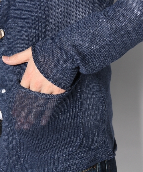 MEN'S BIGI（メンズビギ）の「【スマート5月号47P 山本裕典さん着用】リネンニットジャケット（カーディガン/ボレロ・メンズ・ブルー/ネイビー/オレンジ・SMALL/MEDIUM/LARGE/LL）」の8枚目の写真