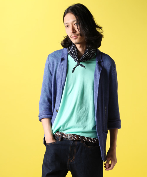 MEN'S BIGI（メンズビギ）の「【スマート5月号47P 山本裕典さん着用】リネンニットジャケット（カーディガン/ボレロ・メンズ・ブルー/ネイビー/オレンジ・SMALL/MEDIUM/LARGE/LL）」の10枚目の写真
