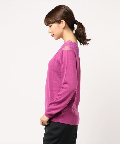 GeeRA（ジーラ）の「デコルテスカラレースニット（ニット/セーター・レディース・ブラック/パープル・X-LARGE/SMALL/LARGE/MEDIUM）」の3枚目の写真