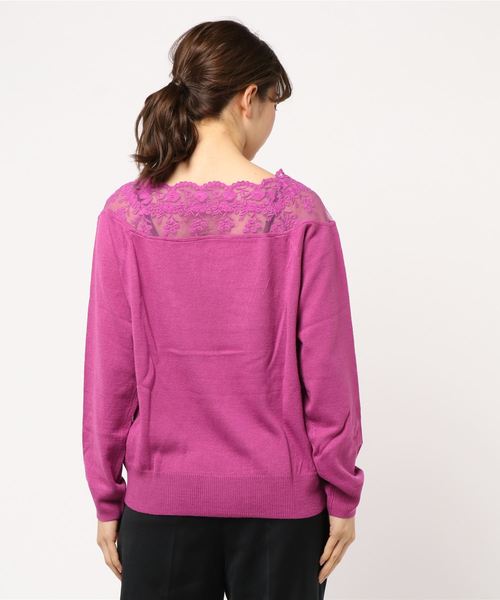 GeeRA（ジーラ）の「デコルテスカラレースニット（ニット/セーター・レディース・ブラック/パープル・X-LARGE/SMALL/LARGE/MEDIUM）」の4枚目の写真