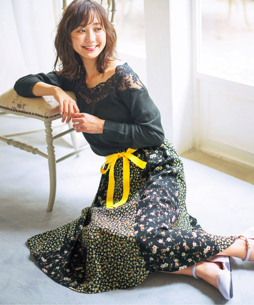 GeeRA（ジーラ）の「デコルテスカラレースニット（ニット/セーター・レディース・ブラック/パープル・X-LARGE/SMALL/LARGE/MEDIUM）」の6枚目の写真