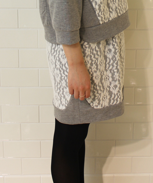 mystic（ミスティック）の「裏毛×レースタイトスカート（スカート・レディース・ブラック/オフホワイト/グレー・ﾌﾘ-）」の7枚目の写真