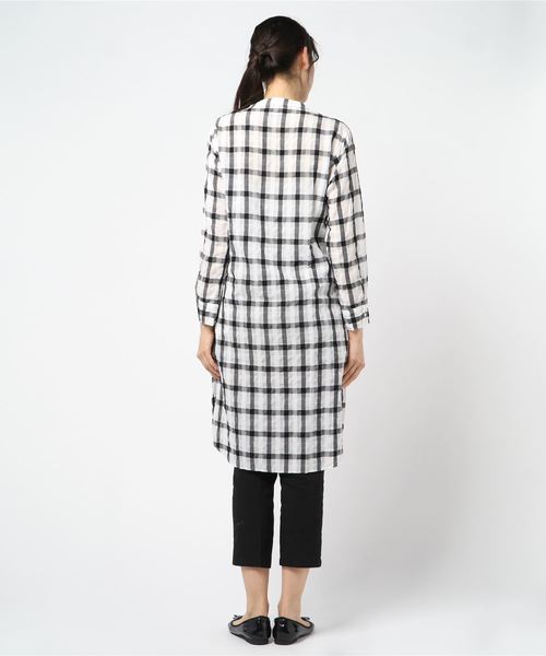FLUID（フルイド）の「Fluid.(フルイド)チェックロングシャツ LFD19S7525（シャツ/ブラウス・レディース・ホワイト/ブラック・1/2）」の3枚目の写真