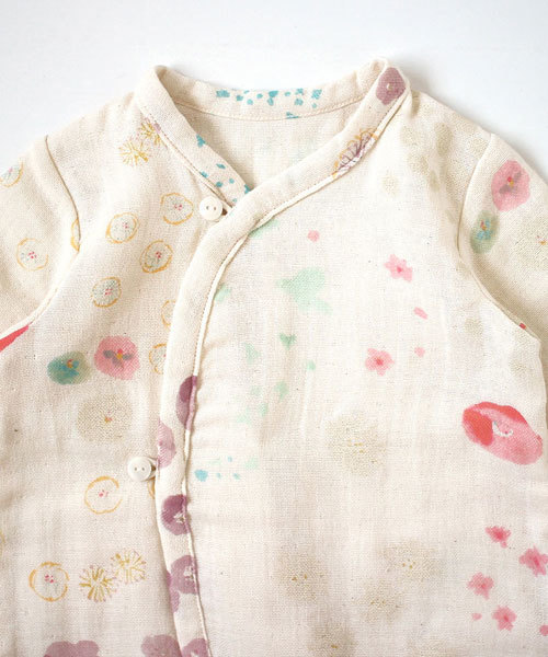 NAOMI ITO（ナオミイトウ）の「【NAOMI ITOナオミイトウ】 わたガーゼ 前開きロンパース（ロンパース・キッズ・グリーン系その他/ホワイト系その他・60cm/70cm）」の3枚目の写真