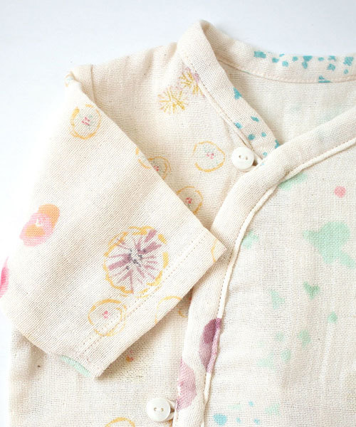 NAOMI ITO（ナオミイトウ）の「【NAOMI ITOナオミイトウ】 わたガーゼ 前開きロンパース（ロンパース・キッズ・グリーン系その他/ホワイト系その他・60cm/70cm）」の4枚目の写真