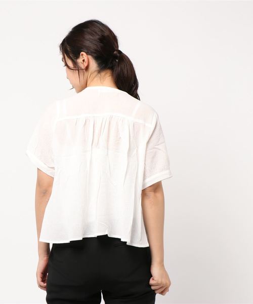 KOBE LETTUCE（コウベレタス）の「フロントリボンウエストギャザーブラウス[C3885]（シャツ/ブラウス・レディース・オフホワイト/ダークオレンジ/カーキ/ピンク・FREE）」の6枚目の写真